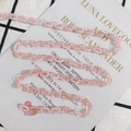Pink and clear acetate acrylic link chain with heart pendant on vintage card - 3#