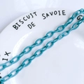 Close-up of light blue resin link chain accessories for DIY necklace making on white plate - Light Blue (1#)
