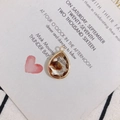 Detail of teardrop resin pendant with real brown botanical leaf and gold-plated copper rim - Brown Plant Specimen (6#)