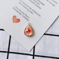 Waterdrop pendant with orange dried flower and gold trim for DIY necklaces - Orange Red Dried Flower (14#)