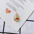 Waterdrop pendant with orange dried flower and golden frame for DIY jewelry making - Orange Dried Flower (16#)
