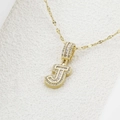Collana dorata con ciondolo a lettera J impreziosita da pietre di zircone lucenti - Lettera J