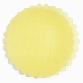 Sottobicchiere rotondo con bordi smerlati e motivo a quadretti gialli e bianchi - 146x146mm / 6#-Piatto Ondulato Giallo a Quadri (L)
