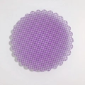 Sottobicchiere rotondo in vetro a quadretti viola con bordi a conchiglia per dolci - 14#-Piatto Ondulato Lilla a Quadri (M)