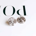 Detail of round marble texture acetic acid earrings with silver needles for DIY jewelry - 22# (Gray White Tortoise Pattern)