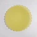Sottobicchiere rotondo a quadretti gialli e bianchi con bordi smerlati decorativi - 116x116mm / 15#-Piatto Ondulato Giallo a Quadri (M)
