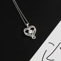Silver stainless steel heart pendant necklace with round zircon and birthstone - Clear White (April)