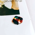 Detail of colorful fan-shaped acetate charms with abstract pattern for DIY earrings - Multicolor Spliced Cloud Shape (4#)