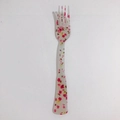 Forchetta da dessert con motivo floreale bianco crema in stile francese vintage - 22#-Forchetta Fiori Rossi Rosa Fitti