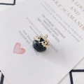 Macro shot of faceted black glass bead pendant with gold rhinestone floral cap - Black Faceted Style (1#)
