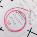 Cordón de collar trenzado rosa con cierre de mosquetón plateado y cadena ajustable - 2mm / Rosa
