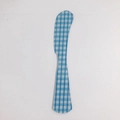 Spatola per dolci con motivo a scacchi blu e manico largo in stile vintage francese - 29#-Coltello Blu a Quadri Bianchi