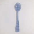 Cucchiaio da dessert vintage francese a scacchi blu e bianchi in acrilico lucido - 32#-Cucchiaio Blu a Quadri Bianchi