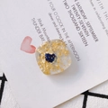 Square transparent acrylic bead with gold foil and blue floral inlay on plaid background - Square Dark Blue Floral Style (5#)
