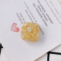 Square clear resin bead with white dried flower and gold foil leaf inlay for DIY jewelry - Square White Floral Style (6#)