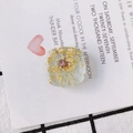 Square transparent resin pendant with gold foil and purple dried rosebud detail - Square Purple Floral Style (7#)