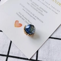 DIY jewelry charm with faceted dark blue crystal bead in a golden crown setting - Deep Blue Faceted Style (6#)
