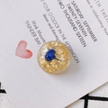 Perle ronde en acrylique avec fleurs séchées bleues et feuille d'or pour bijoux DIY - Style Floral Rond Bleu (11#)