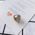 Faceted crystal glass pendant with embossed golden crown metal base for jewelry DIY - Clear Crown Style (7#)