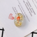Pendentif ovale en résine avec feuille d'or et fleur séchée orange pour bijoux DIY - Style Floral Ovale Rouge (14#)