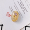Pendentif ovale en résine avec feuille d'or et petite fleur séchée violette - Style Floral Ovale Violet (15#)