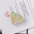 Pendentif cœur en résine transparente avec feuilles d'or et fleurs séchées naturelles - Style Floral Cœur Vert (17#)