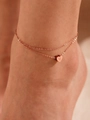Minimalistisches doppellagiges Fußkettchen in Roségold mit Herzanhänger und Buchstabe V - Roségold Z