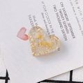 Perle en résine transparente en forme de cœur avec feuilles d'or et fleurs séchées - Style Floral Cœur Jaune (23#)