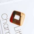 Square hollow tricolor wooden earring pendant with diagonal stripes and natural grain - Spliced Hollow Square Style (2#)