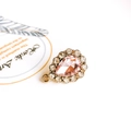 Pink pear-shaped crystal droplet pendant with white rhinestone border on a jewelry card - Pink (1#)