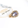 Waterdrop crystal pendant in lavender purple with gold setting and white rhinestones - Lavender (2#)
