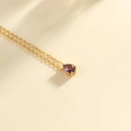 Elegante collana dorata con ciondolo a goccia in pietra di nascita viola e griffe - Oro-Febbraio