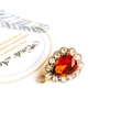 Elegant red teardrop crystal pendant with white rhinestones on gold alloy base - Bright Red (3#)