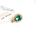 Deep green pear-shaped crystal pendant with rhinestone border and gold metal base - Dark Green (4#)