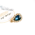 DIY jewelry teardrop earring accessory with dark blue crystal and gold-tone plating - Dark Blue (5#)