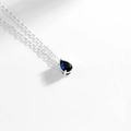 Elegante collana in argento con pietra portafortuna blu scuro a goccia e 4 griffe - Argento-Settembre