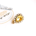 DIY water drop earring accessory with yellow faceted crystal and pavé border in gold - Bright Yellow (6#)
