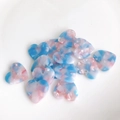 DIY heart charms in marble blue and pink resin for earring and jewelry making - Blue Pink White Marble (7#)