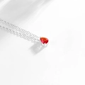 Elegante collana in acciaio inossidabile con pendente di pietra arancione a goccia - Argento-Luglio