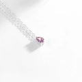 Elegante collana in acciaio inossidabile con ciondolo birthstone viola a goccia - Argento-Giugno