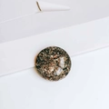 Breloque ronde en résine avec paillettes d'or pour chaussures DIY et coques de téléphone - Style Feuille d'Or Base Noire (6#)