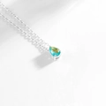 Elegante collana in acciaio inossidabile con gemma a goccia blu e gialla - Argento-Marzo