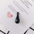 Polished black teardrop resin pendant with silver bail for DIY jewelry making - Glossy Black