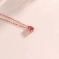 Collana in acciaio inossidabile oro rosa con pendente a pera e pietra rosa - Oro Rosa-Giugno