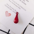 Glossy red resin water drop pendant with integrated hanging hole for DIY jewelry - Red (11#)