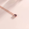 Elegante collana in oro rosa con ciondolo in ametista viola intenso a forma di pera - Oro Rosa-Febbraio
