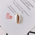 Close-up of white shell pendant with gold plating for DIY jewelry making - Single Hole Pendant / White-Gold (2#)