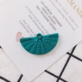 Pendentif en résine turquoise en forme d'éventail avec texture tressée pour bijoux DIY - Vert Marin