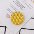 Macro view of bright yellow woven resin round pendant with top hole for DIY jewelry - 2# Yellow