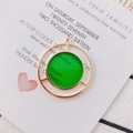 Green translucent round geometric charm pendant with gold frame for DIY jewelry making - Green and Yellow Mixed